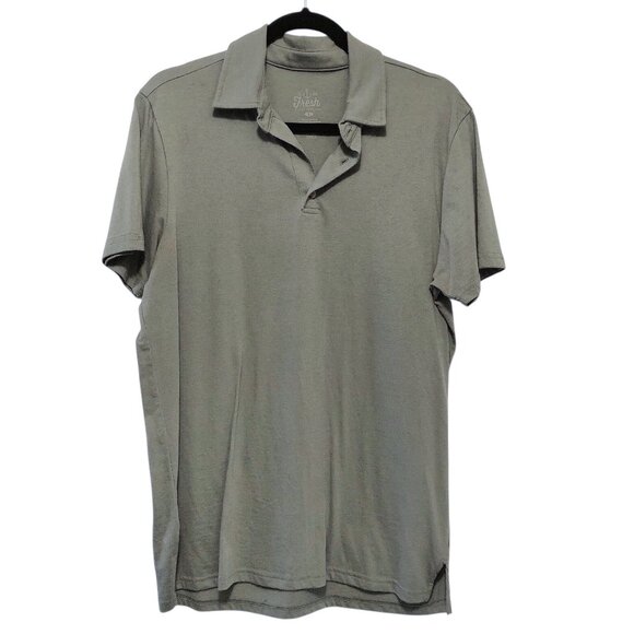 Men's Fresh Clean Tees Solid Green Button Collared Short Sleeve Shirt Large - Picture 1 of 4